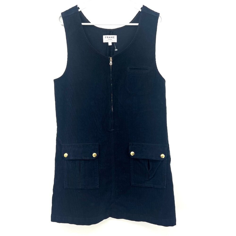 Frame Denim Le Cord Navy Blue Corduroy Sleeveless Shift Dress Women's Large